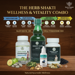 Wellness & Vitality Combo - Garcinia Cambogia, Obesity Care Juice, Capsules & Pure Kalonji Black Seed Oil