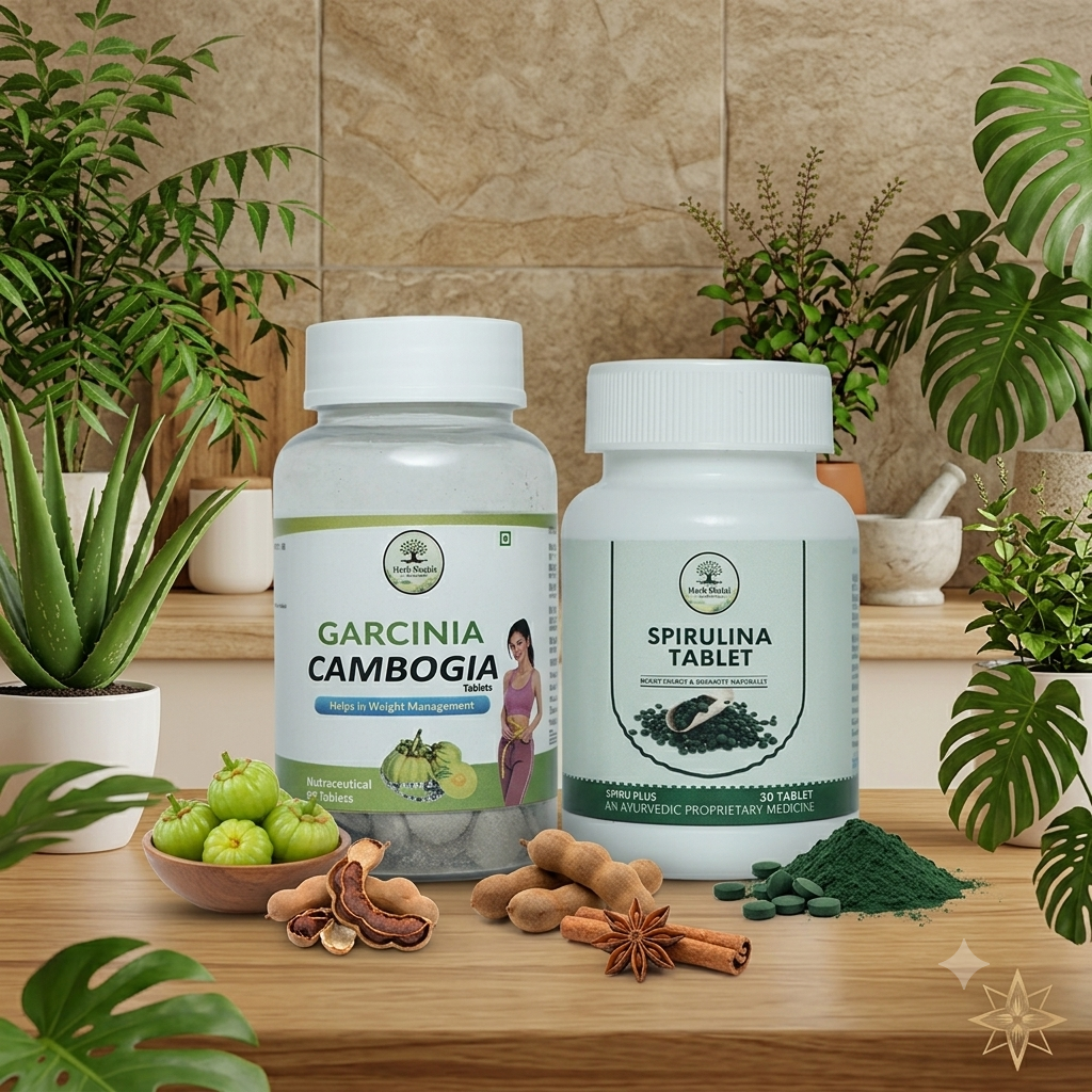 Ayurvedic Fat Burner & Energy Booster Combo - Garcinia Cambogia & Spirulina Tablets