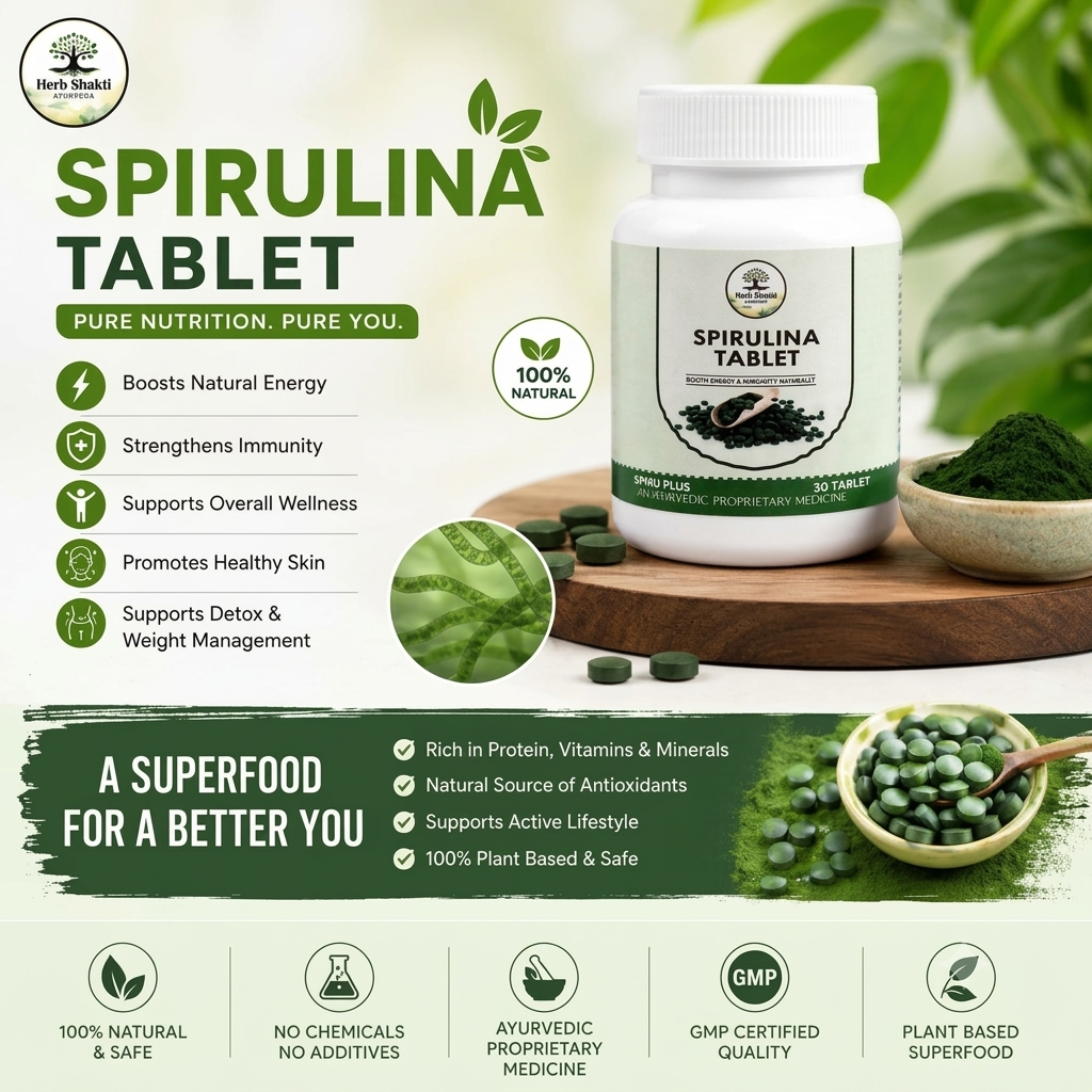 Herb Shakti Spirulina Tablets | 100% Natural Superfood Supplement