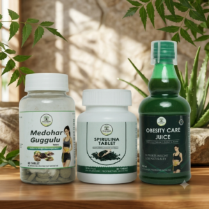 Medohar Guggulu, Spirulina Tablets & Obesity Care Juice