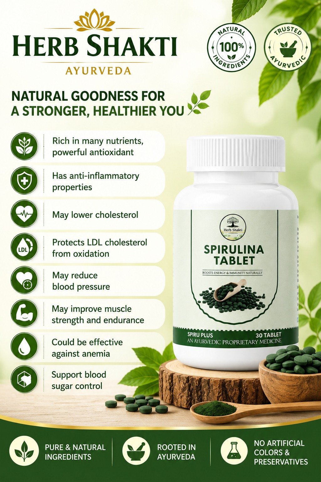 Herb Shakti Spirulina Tablets | 100% Natural Superfood Supplement - Image 4